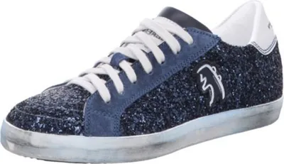 Produktbild von Damen Sneakers aus chromfrei gegerbtem Leder Blau Gr. 36 mit Schnürverschluss