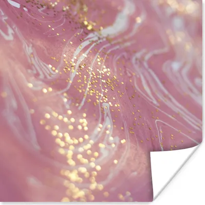 Produktbild von MuchoWow® Poster Marmor - Rosa - Glitzer - Weiß 50x50 cm - Wohnzimmerdekoration