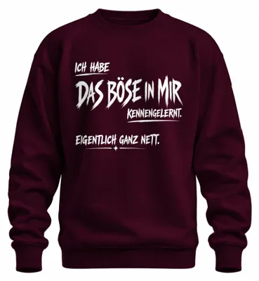 Immagine prodotto di "Ho conosciuto il male dentro di me" - Felpa con scritta, sarcasmo, colore bordeaux, taglia 3XL