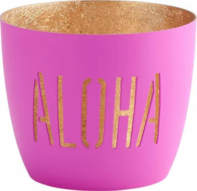 Produktbild von Gift Company Windlicht Madras Aloha M, Teelichthalter, Kerzenhalter, Eisen, Neon Pink, Gold, 8.5 cm, 1091904082