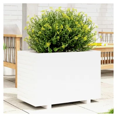 Produktbild von Pflanzkübel Weiß 70x40x49,5 cm aus Kiefernholz für Garten, Terrasse und Balkon
