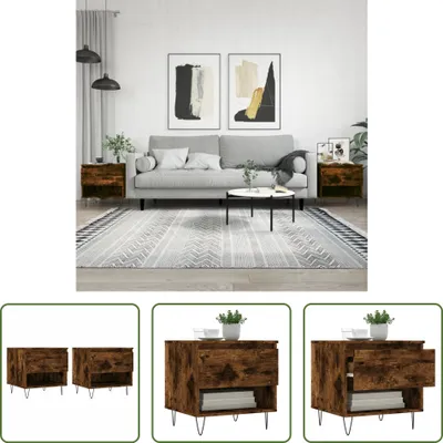 Produktbild von The Living Store Couchtische 2 Stk. Räuchereiche 50x46x50 cm Holzwerkstoff