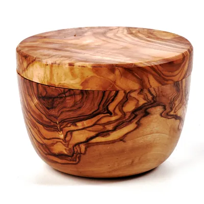 Produktbild von Dose mit Schwenkdeckel aus Olivenholz 10 cm
