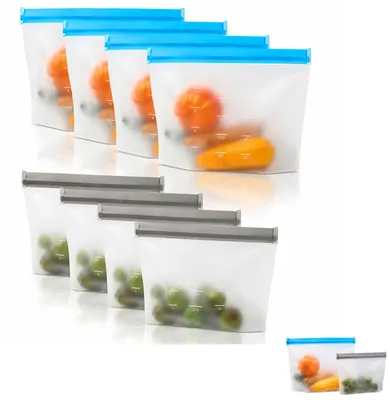 8er-Set wiederverwendbare Gefrierbeutel, PEVA, BPA-frei, 2 Größen