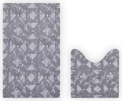 Produktbild von Teppich Badgarnitur 2-teilig - Geometrie - Weichschaummatte ( 80x48cm / 48x48cm ) - Badvorleger Badteppich Badezimmerteppich - Antirutsch Bad Dusche