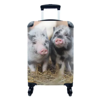 Produktbild von MuchoWow® Koffer Handgepäck Trolley Rollkoffer Kleine Reisekoffer mit 4 Rollen - Schwein - Tiere - Ferkel - Cabin Size < 55x40x23 cm & 55x40x20 cm - Fotokoffer - Kabinenkoffer - Boardgepäck - Reise-Box - Reisekoffer - Reisegepäck - Koffer mit Bild - Trolley für Kinder