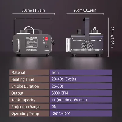 Image de Machine à fumée avec effet lumineux Magic Ball - Éclairage de scène - 1200 W - 9 LED RGB - Télécommande sans fil - Couverture de fumée de 3000 CFM - Prise européenne - Noir