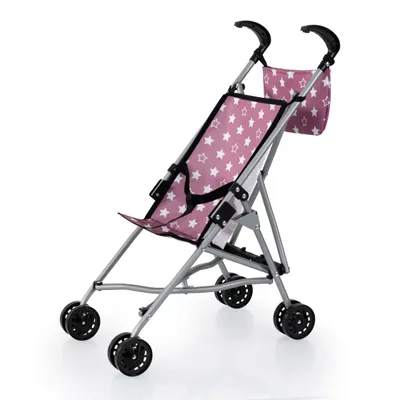 Produktbild von Bayer Design 30576AB Puppenbuggy mit Tasche, Doppelräder, faltbar, aus Metal, für Puppen bis 46 cm