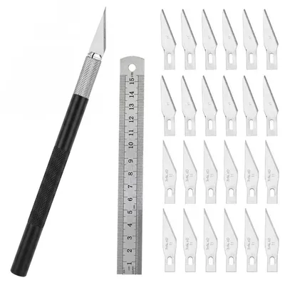 Image de Jeu de scalpels – Couteaux de modélisme de précision avec 40 lames de rechange – Idéal pour les travaux manuels, l'artisanat et la sculpture