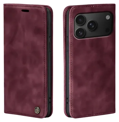 Produktbild von Handy Hülle für Apple iPhone 18 Pro Max Klapphülle Bookcase Flip Cover Handy Tasche Etui Farbe: Weinrot