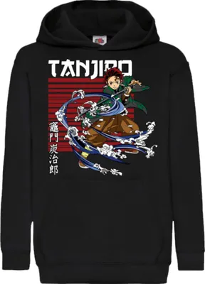 Produktbild von Kinder Kapuzenpullover Demon Anime Slayer Tanjiro Kamado 01, 9-11 Jahr - 140 / Schwarz