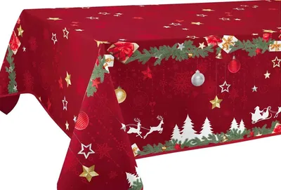 Tischdecke, fleckbeständig, Weihnachten, Rot, 150x240 cm