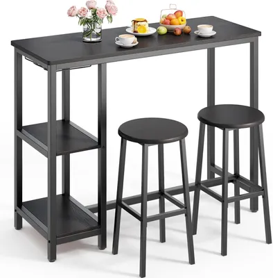 Produktbild von Bealife Bartisch  Küchentisch, Bartisch-Set, Bartisch mit Barhocker-Set, Stehtisch (120x40x91.5cm) mit 2 Barhockern, Kneipentisch-Set