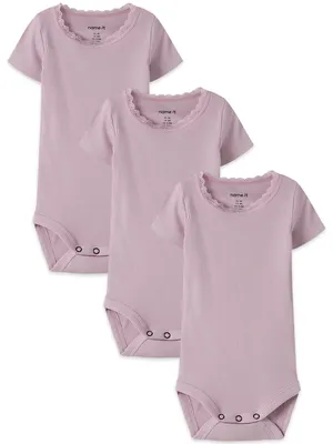 Produktbild von NAME IT Kurzarmbody 3er-Set Rundhalsausschnitt Druckknopfdetail  Größe: 80