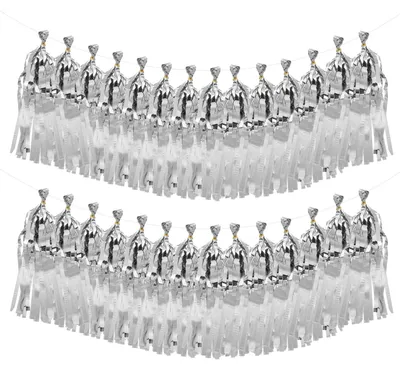 40er Set Quasten-Girlande, Silber, 36 cm, Party-Deko
