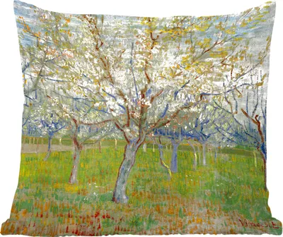 Produktbild von MuchoWow® Zierkissen Sofakissen Wohnzimmer Dekokissen 45x45 cm Der rosa Obstgarten - Vincent van Gogh - Schlafpolster - Polster für das Sofa
