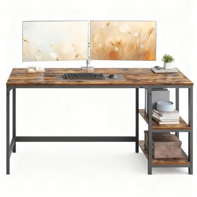 Obrázek produktu pro Psací stůl, počítačový stůl | Vintage, barva hnědá a černá | 140x60x75 cm
