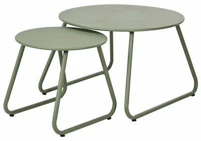 Obrázok produktu pre HowHomely | Konferenčný stolík – stolík na kávu – odkladací stolík – sada 2 ks – zelený – kovový – bočný stolík – dekoratívny – obývačka – okrúhly