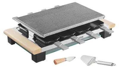 Raclette-Set mit Steinplatte, für 8 Personen, helles Holz