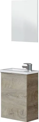 Immagine prodotto di Dmora Mobile Sottolavabo Akamaru 58x40x22h cm Marrone Rovere, Specchio Incluso Un'anta