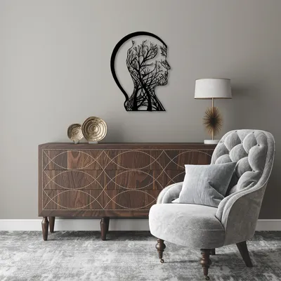 Image de Wallity, Tree- SKL2388, Noir, Autres décorations pour la maison, 52 x 70 cm, 100% métal (épaisseur : 1