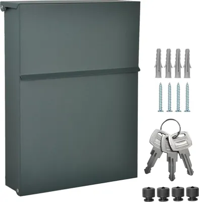 Produktbild von Alsten Tech Designer Briefkasten aus pulverbeschichtetem Edelstahl Wandbriefkasten mit 3 Schlüssel Postkasten für Haus und Büro 30x23x6,5 cm A5 geeignet, Anthrazitgrau RAL 7016
