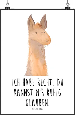 Produktbild von Mr. & Mrs. Panda Bild Lamakopf Genervt DIN A0 - Weiß - Geschenk, Büro, Lama, Lamas, Freundin, Chefin, Kunstdruck, Chef, wanddeko, Wandbild, drucke, Posterdruck