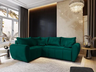 Produktbild von Masseno Ecksofa MADISON L L-S mit Schlaffunktion L-Form, Sofa mit Bettkasten, Wohnzimmersofa, Couch, Soffa, Bettsofa, Couchgarnitur- Grün, KRONOS 19