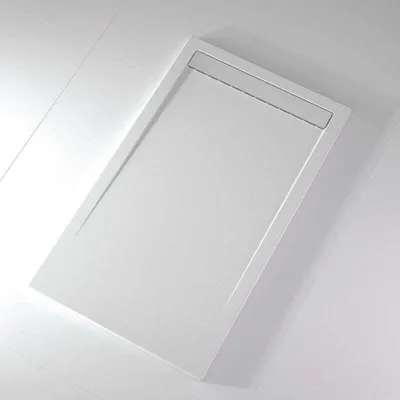 Produktbild von Mineralguss-Duschwanne extra flach CLEVER Schieferoptik WEIß 90x160 cm  Auslaufschutz in Farbe