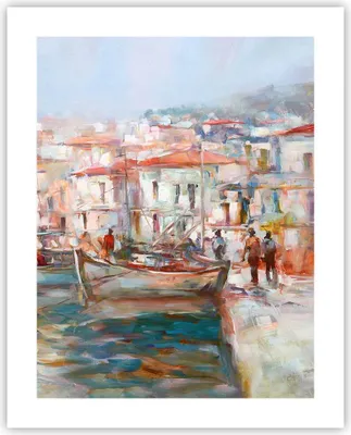 Produktbild von Poster - Poster ohne Rahmen - Insel Boote Hafen - 40x50 cm - Wand Bild - Wanddeko - Wandbilder - Kunstposter - Wandposter - Bilder - Kunstdruck - Wanddekoration - Wandbild - P2XPA40x50-4852
