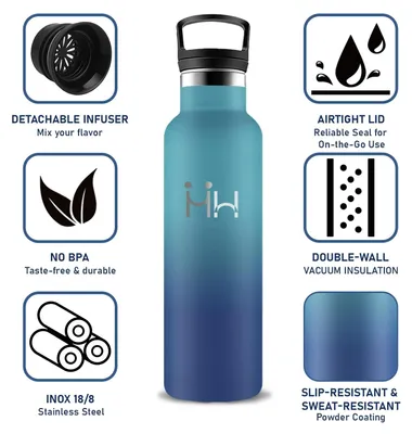 Produktbild von Trinkflasche Edelstahl- 0.5l- Trinkflasche Kinder, Wasserflasche Auslaufsicher, BPA-Frei, Wasserflasche mit Strohhalm, Doppelwandige Vakuumisolierte,