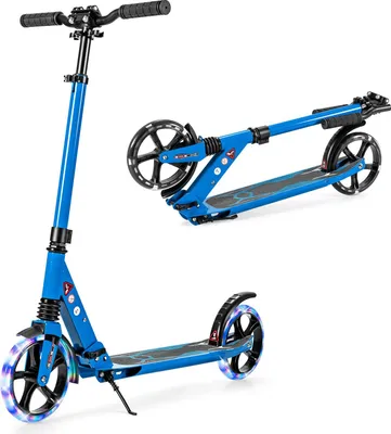 Produktbild von GOPLUS Klappbarer Roller, Cityroller mit Stoßdämpfersystem, Tretroller höhenverstellbar, 200 mm Räder mit LED, Kinder Roller bis 100 kg, ab 8 Jahren