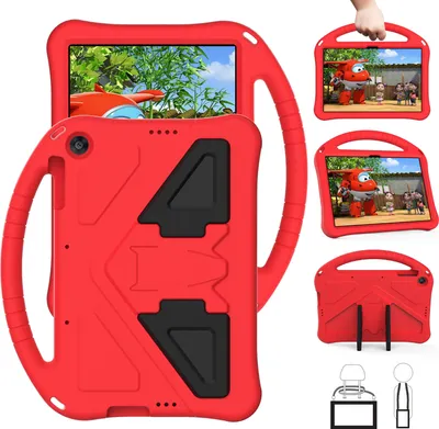Obrázek produktu pro Dětské pouzdro pro Honor Pad X8 / Pad X8 Lite, EVA lehké nárazuvzdorné pouzdro s skládacím stojánkem a rukojetí červené