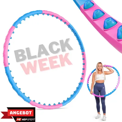 Obrázok produktu pre Hop-Sport Hula Hoop pre dospelých so 48 masážnymi hrotmi a magnetmi - Hoola Hoop na odstránenie, 8 nastaviteľných častí, priemer 103 cm