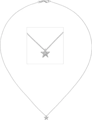 Produktbild von JOBO Collier Kette mit Anhänger Stern 585 Gold Weißgold 16 Diamanten Brillanten 42 cm