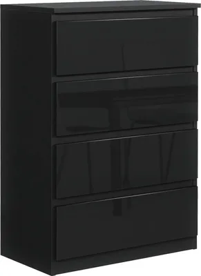 Produktbild von Mobelsta Kommode, Schrank mit Schubladen, Modernes Sideboard, Schubladenschrank, Kommodenschrank, Schwarz  & Hochglanz 70x39x102 cm