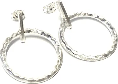 Produktbild von Ohrring 925 Silber matt modern strukturiert Kreis Ohrstecker