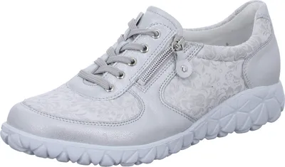 Produktbild von Waldläufer Havy H89001-989 Damen, Halbschuh, Silber/Weiß, Leder/Stretch - Damenschuhe Bequeme Schnürschuhe, Grau, leder/textil (bufa jasminstretch )