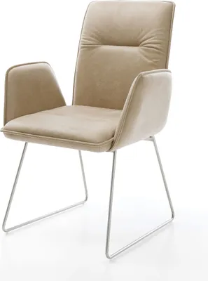 Produktbild von DELIFE Esszimmerstuhl Vinja-Flex Mikrofaser Beige Vintage Kufengestell Edelstahl