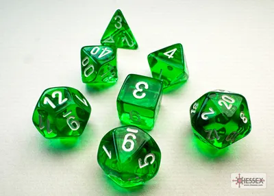 Produktbild von Chessex - Translucent - Mini 7-Die Set - Green/White