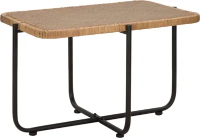 Immagine prodotto di Tavolino Basso 75x55x46,5 cm in Metallo con Piano in Rattan