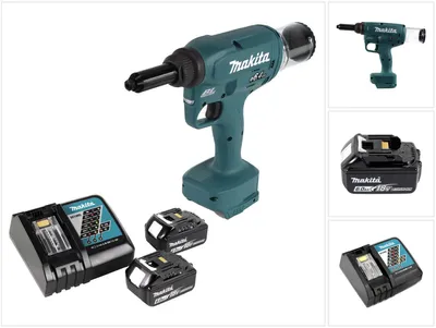 Immagine prodotto di Makita DRV 250 RG Rivettatrice a batteria per rivetti ciechi 18 V 20 kN Brushless + 2 batterie da 6,0 Ah + caricabatterie