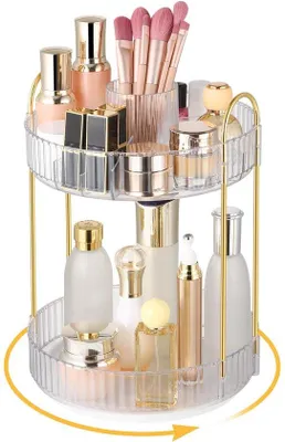 Produktbild von Unyqoos® 360° drehbarer Kosmetik-Organizer aus transparentem Kunststoff, mehrstöckig, große Kapazität, multifunktional