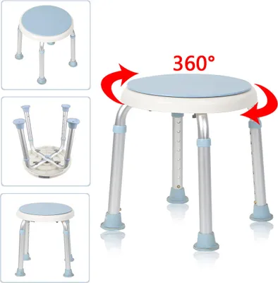 Produktbild von LARS360 Medical Duschhocker Duschstuhl Duschhilfe Duschsitz Badsitz Duschhocker aus Aluminium & HDPE Höhenverstellbar mit Anti-Rutsch bis 120KG Belastung