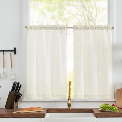Produktbild von Gardinenstoffe: Leinen, Bistro-Gardinen, Verdunkelungsgardinen, Tüll, Schals. Halbdurchsichtige Fensterdekorationen für Küche und Wohnzimmer, im Landhausstil