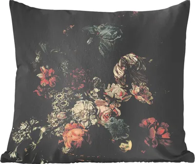 Produktbild von MuchoWow® Zierkissen Sofakissen Wohnzimmer Dekokissen 45x45 cm Stilleben mit Blumen - Gemälde von Cornelia van der Mijn - Schlafpolster - Polster für das Sofa