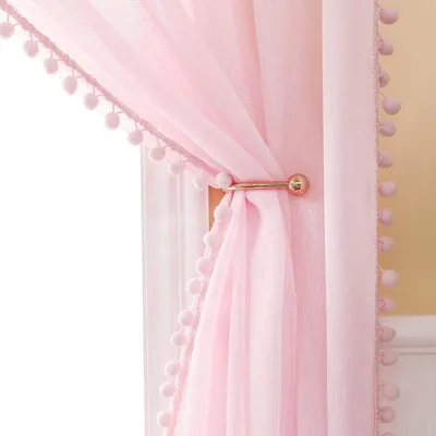 Immagine prodotto di Tende a pomponcini rosa per bambini, confezione da 2