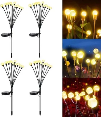 Obrázek produktu pro Solární venkovní osvětlení – sada 2 vodotěsných LED lamp – zahradní osvětlení pro venkovní použití: trávník, chodník, pergola – solární zahradní osvětlení
