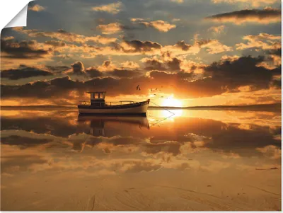 Produktbild von ARTland Poster Das Fischerboot im Sonnenuntergang Größe: 80x60 cm