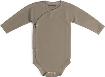 Produktbild von Baby Wickelbody aus 100% Baumwolle langarm gerippt 3-6 M Simply Taupe